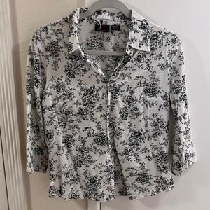 Floral Black and White Women's Top
